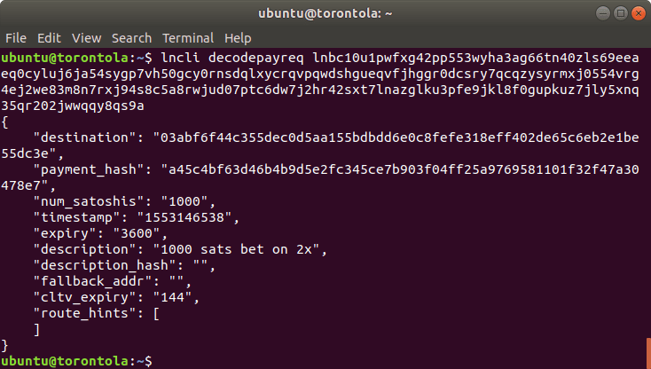 A screenshot of a received payment in Terminal.