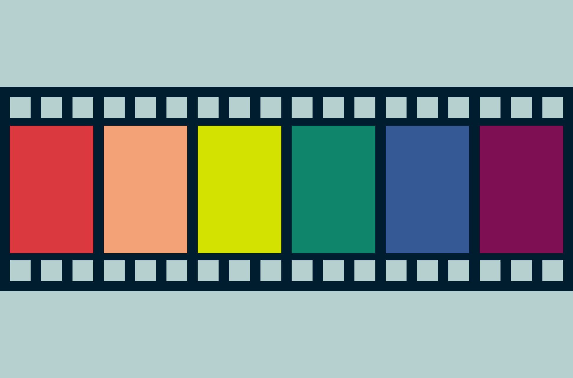 Celluloid film reel with rainbow colors.