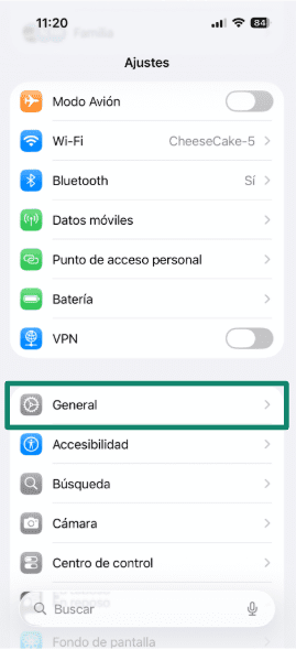 iPhone settings General menu for privacy settings.