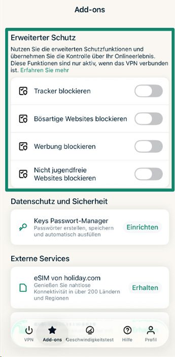 ExpressVPN add-on content blockers.
