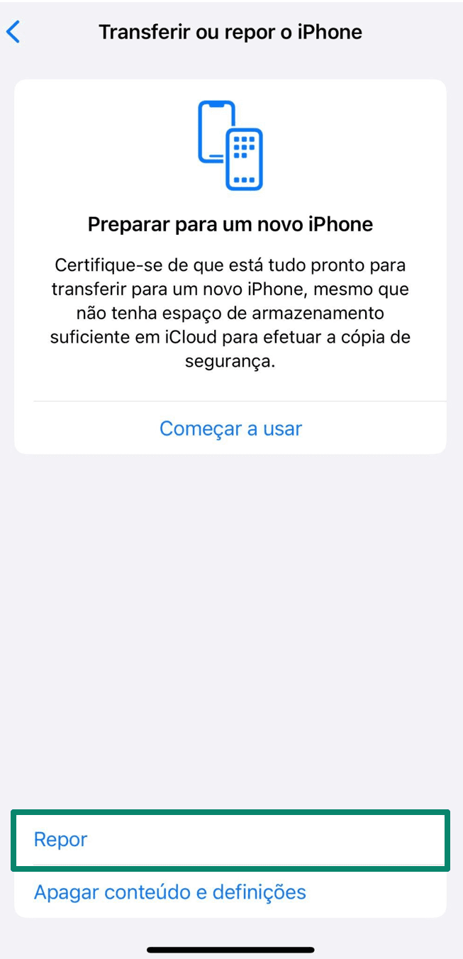 Settings app shows the Transfer or Reset iPhone screen with options to reset or erase all content