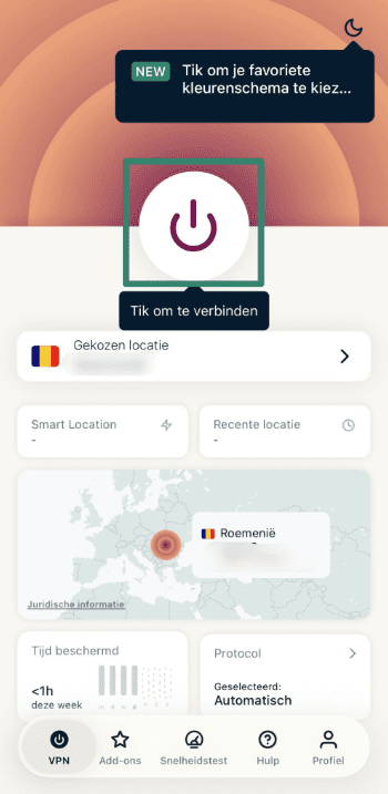 Connecting to ExpressVPN on iOS.