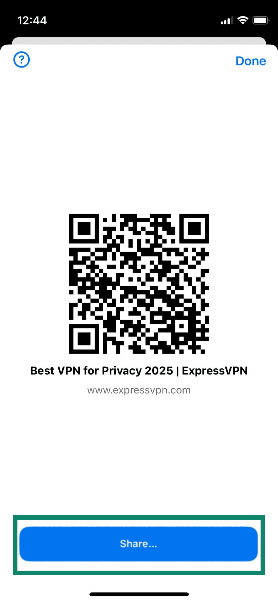A QR code created on an iPhone using the Google Chrome QR code generator option.