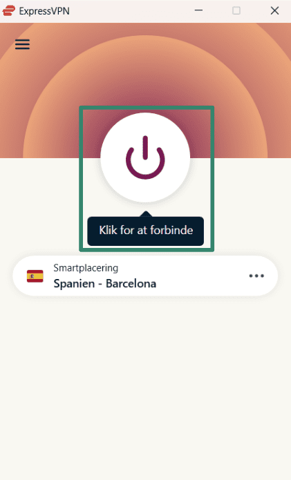 Forbindelse af ExpressVPN på Windows.