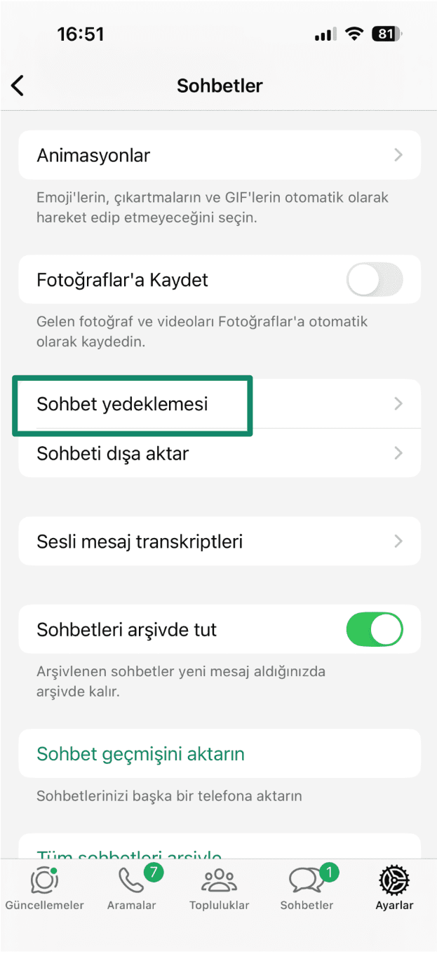 Click On Chat Backup Tr