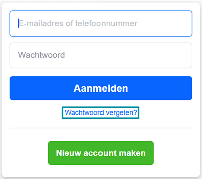 Facebook sign-in area with Forgot password? highlighted.