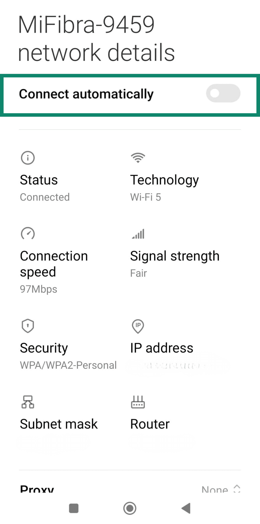 Android screen showing 