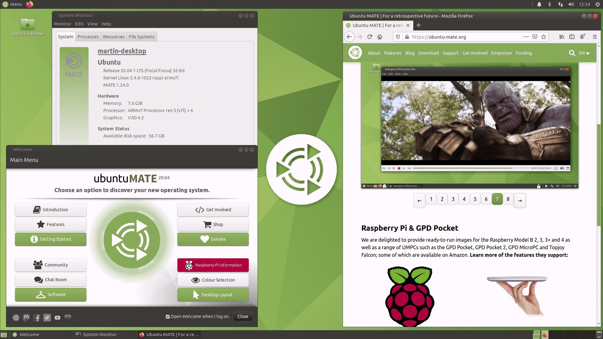 Desktop background Ubuntu MATE running on Raspberry Pi 4.