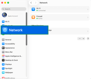 MacOS Network settings.