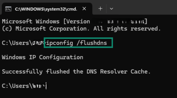 Flushing the DNS cache on Windows