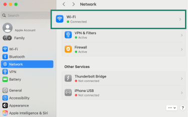 Mac Network settings with Wi-Fi option highlighted.
