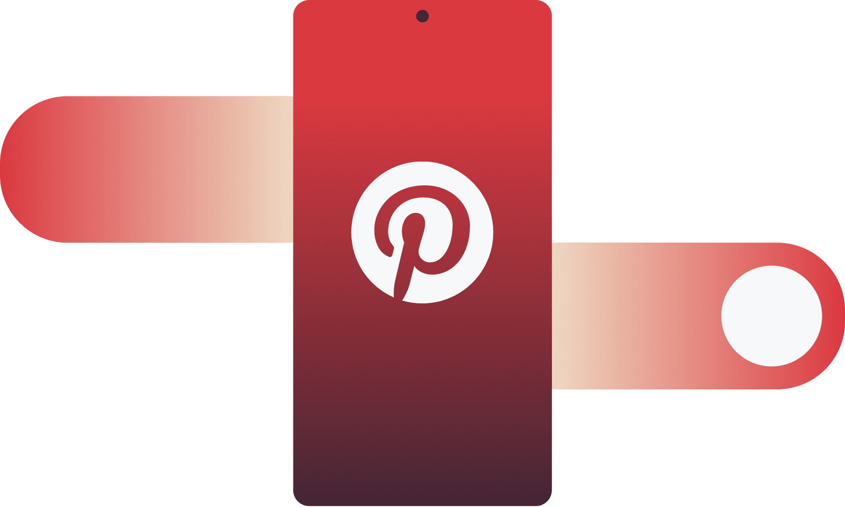 Pinterest logo on mobile device with swipe gesture going through it. 