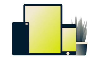 โทรศัพท์มือถือและแท็บเล็ตที่เชื่อมต่อกับ VPN พร้อมกัน.