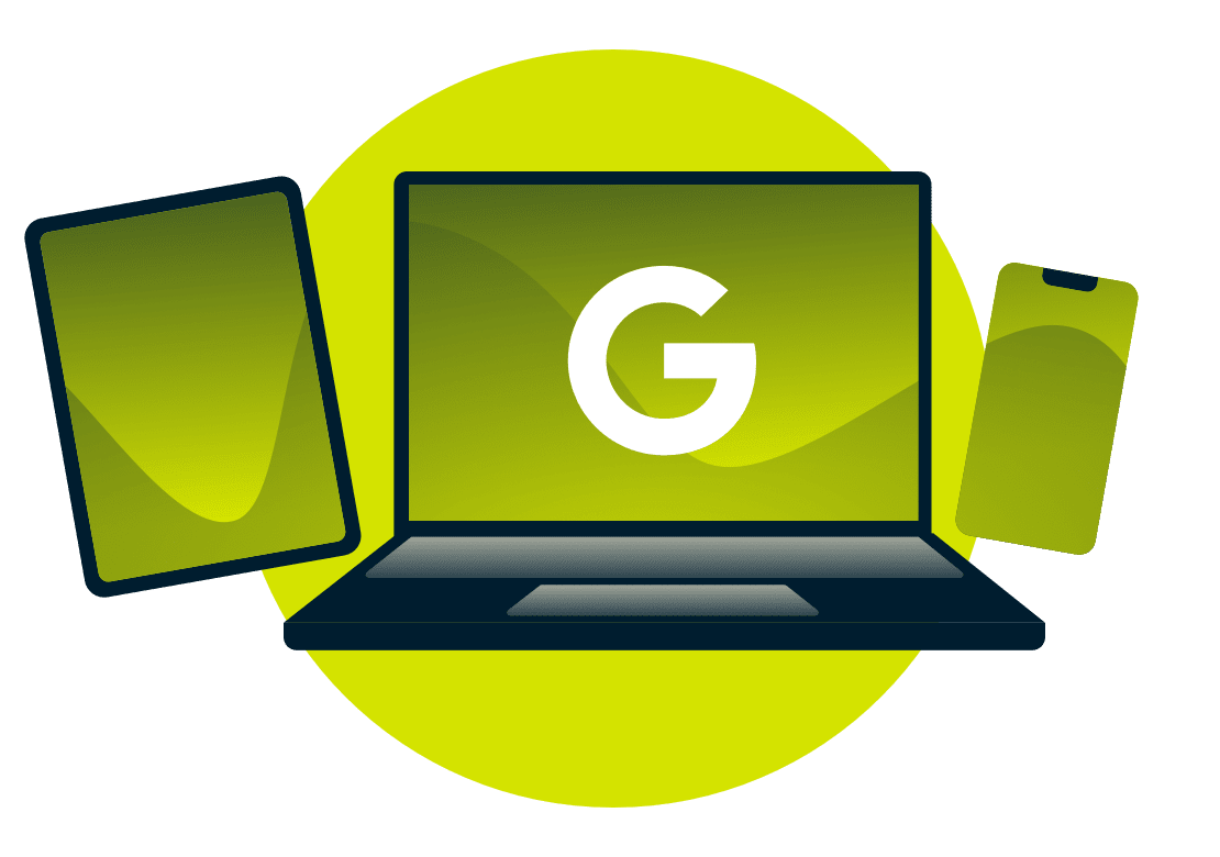 Devices with the Google logo on them. 