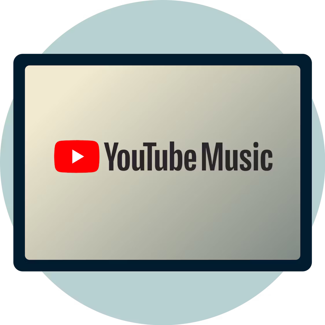 YouTube Music logo on a screen.