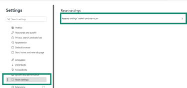 Reset Microsoft Edge browser settings to their original defaults.