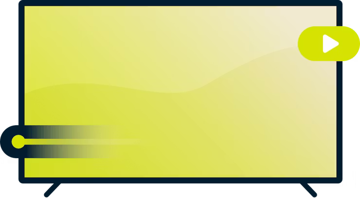 Jouer mieux avec un VPN : une télévision avec une barre de progression et un bouton de lecture.