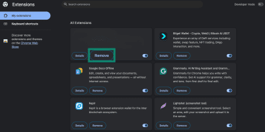 How to remove extensions on Google Chrome.