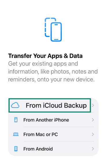How to restore data on a resetted iPhone through an available iCloud backup.