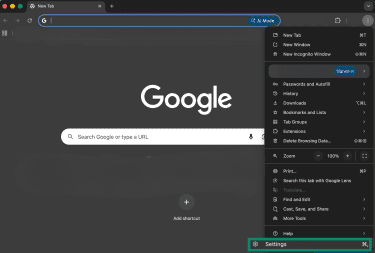 How to access Google Chrome's settings.