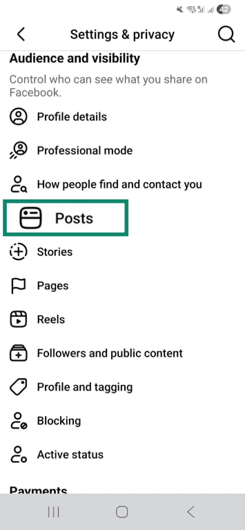 Facebook posts visibility.