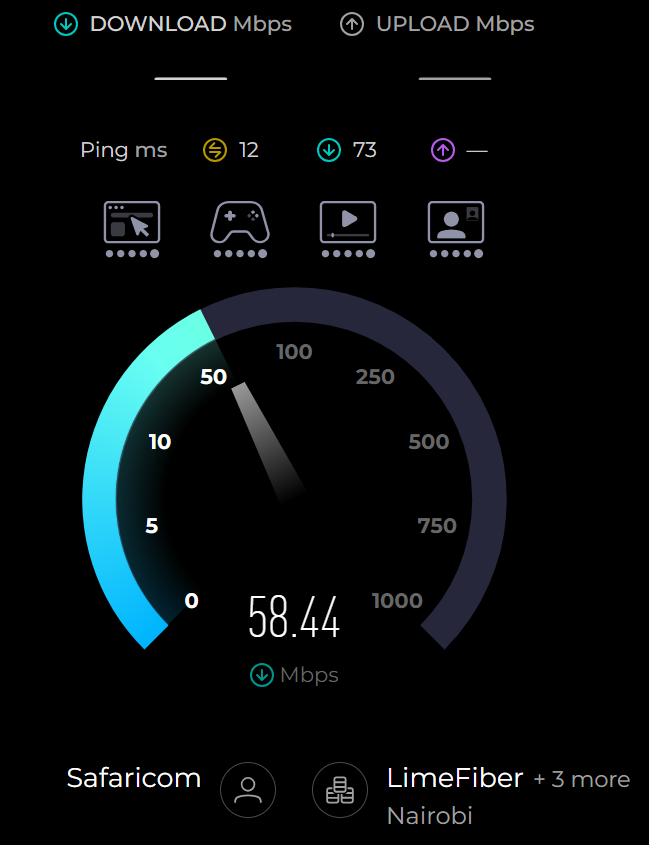 Speedtest.net's internet speed test running