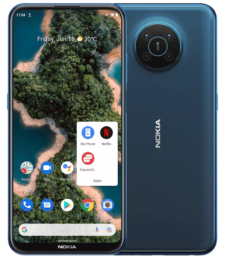Nokia XR20 akıllı telefon ana ekranında görülen ExpressVPN uygulaması.