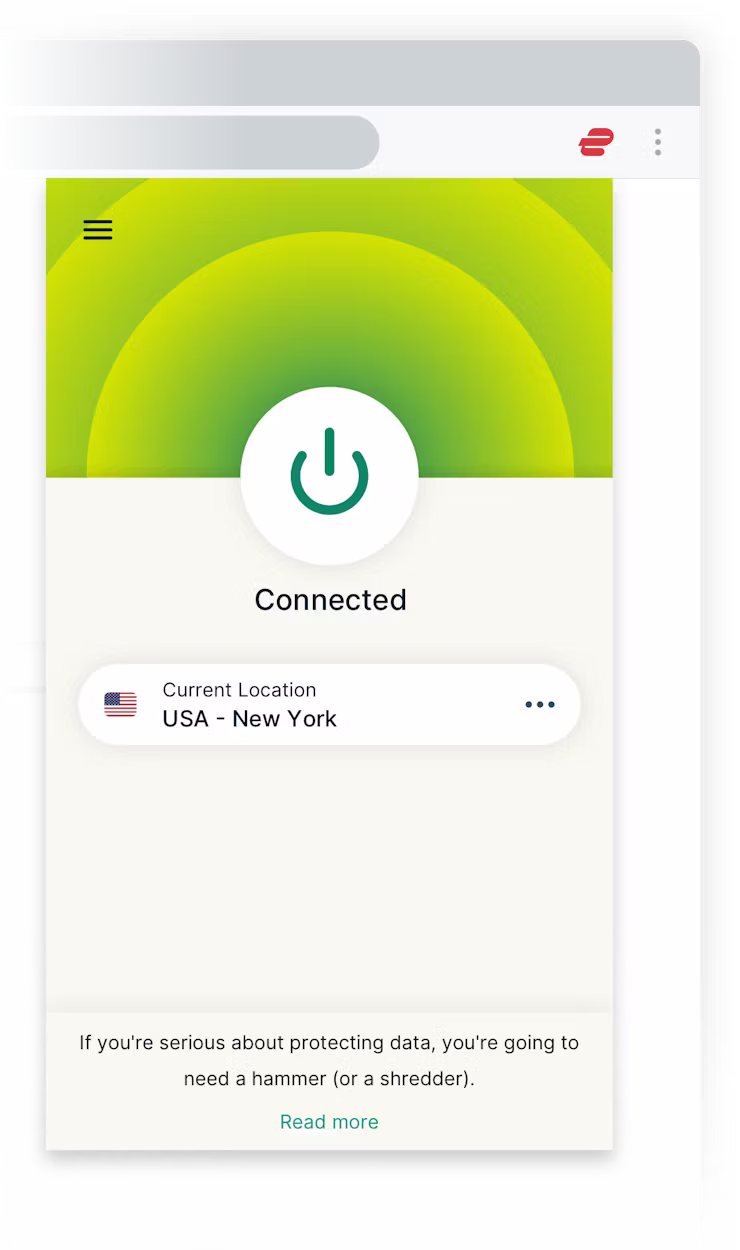 השתמשו בתוסף הדפדפן ExpressVPN לממשק משתמש גראפי.